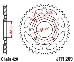 JT ZĘBATKA TYLNA 269 35 HONDA CG 125 '02-'05, CM 125 '82-'97, CB 125T '82-'88, DAELIM VC 125 '96-'99 (26935JT) (ŁAŃC. 428)