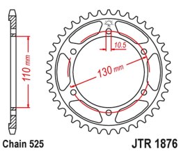 JT ZĘBATKA TYLNA 4385 44 SUZUKI GSX 1000S '15-'24, GSX 950S '22-'24 (438544JT) (ŁAŃC. 525)CZARNA