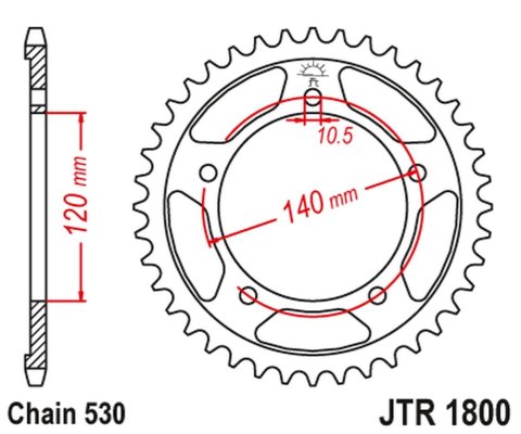 JT ZĘBATKA TYLNA 4409 42 SUZUKI GSF 1250 '06-'16, GSXR 1000/1300 (440942JT) (ŁAŃC. 530) KOLOR CZARNY