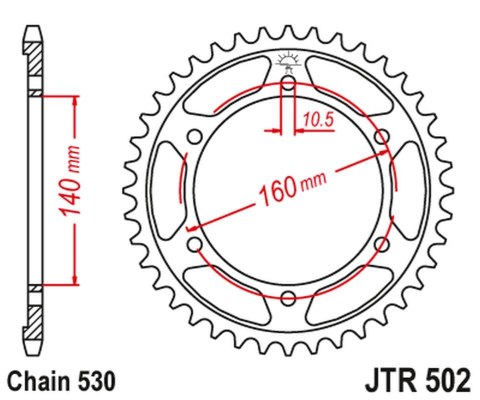 JT ZĘBATKA TYLNA 502 45 KAWASAKI ZZR 1100 '90-01' (50245JT) (ŁAŃC.530)