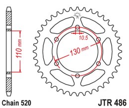 JT ZĘBATKA TYLNA 504 46 KAWASAKI KLE 300 VERSYS '17-'24 (50446JT) (ŁAŃC. 520) CZARNA