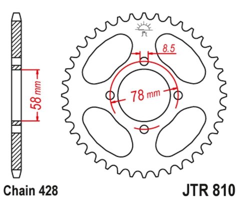 JT ZĘBATKA TYLNA 810 49 SUZUKI RG 80 GAMMA '85-94 (81049JT) (ŁAŃC. 428)
