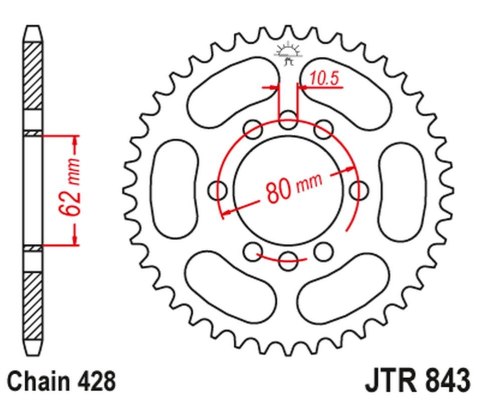 JT ZĘBATKA TYLNA 843 54 YAMAHA DT 80LC '85-'94 (+3, )DT 125LC '85-'88 (+1), XT 125 '88-90 (84354JT) (ŁAŃC. 428) JT ZĘBATKA TYLNA 843 54 YAMAHA DT 80LC '85-'94 (+3, )DT 125LC '85-'88 (+1), XT 125 '88-90 (84354JT) (ŁAŃC. 428)