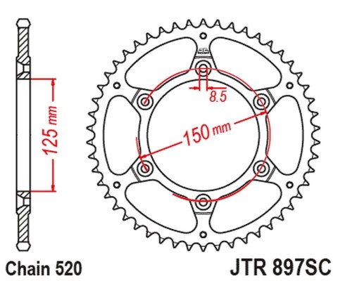 JT ZĘBATKA TYLNA 899 42 KTM EXC/SX/EXC-F 200/250/300/400/450/530 ULTRALITE SAMOOCZYSZCZAJĄCA (89942JT) (ŁAŃC. 520)
