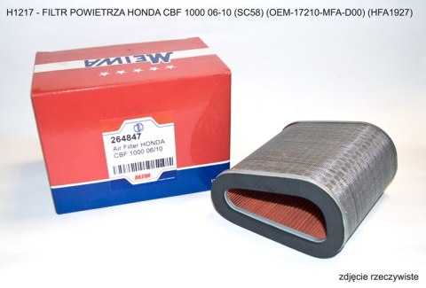 MIW (MEIWA) FILTR POWIETRZA HONDA CBF 1000 06-10 (SC58) (OEM-17210-MFA-D00) (HFA1927) (50) MIW (MEIWA) FILTR POWIETRZA HONDA CBF 1000 06-10 (SC58) (OEM-17210-MFA-D00) (HFA1927) (50)