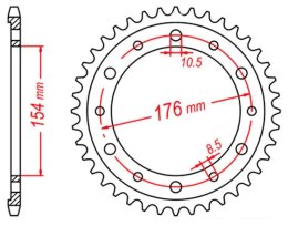 MTX PARTS ZĘBATKA TYLNA 4434 43 HONDA VFR750, VFR800 V-TEC '02-'14, VFR800X CROSSRUNNER '11-'15 (JTR1340.43) (ŁAŃC. 530)