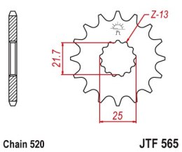 JT ZĘBATKA PRZEDNIA Z GUMĄ 565 14 YAMAHA YZF/WRF 400/426/450, CF MOTO 400 '19-, 650 GT/NK '21-'23 (56514JTS) (ŁAŃC. 520) YFZ 450