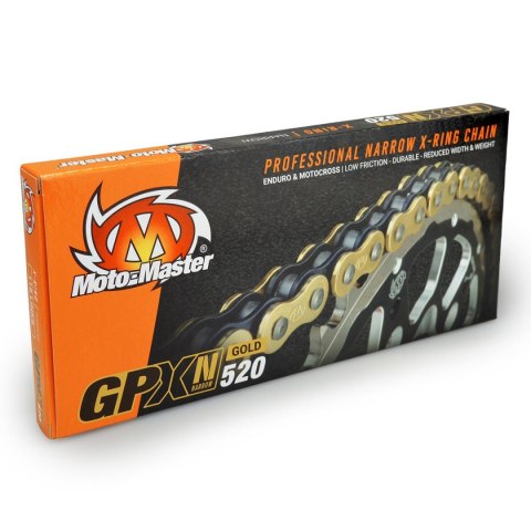 MOTO-MASTER ŁAŃCUCH NAPĘDOWY GPXN-520G PROFESSIONAL NARROW X-RING MOTOCROSS / ENDURO RACING X-RING CHAIN KOLOR ZŁOTY / CZARNY (1 MOTO-MASTER ŁAŃCUCH NAPĘDOWY GPXN-520G PROFESSIONAL NARROW X-RING MOTOCROSS / ENDURO RACING X-RING CHAIN KOLOR ZŁOTY / CZARNY (1