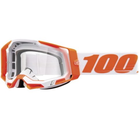 100 PROCENT WYPRZEDAŻ GOGLE RACECRAFT 2 ORANGE - CLEAR LENS - KOLOR POMARAŃCZOWY/BIAŁY SZYBKA PRZEŹROCZYSTA
