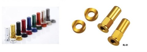 ACCEL NAKRĘTKI (NAKRĘTKA) TRZYMAKA OPONY KOMPLET (2 SZT) KOLOR ZŁOTY (Z PODKŁADKAMI)