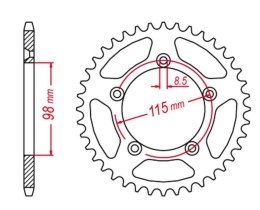 GROSSKOPF WYPRZEDAŻ ZĘBATKA TYLNA ALUMINIOWA KOLOR SREBRNY 4552 50 KTM SX 65 '04-'11, SX 65 '12-'21 (+2) (JTR894.50)