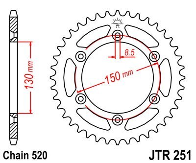 JT ZĘBATKA TYLNA 270 43 HONDA XL 500R '82 (J27043JT) (ŁAŃC. 520)