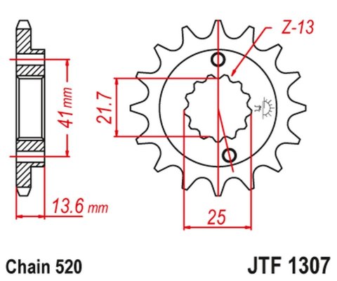 JT ZĘBATKA PRZEDNIA 2093 14 KAWASAKI ZX6R '03-'06 (2093M14JT) (ŁAŃC. 520)