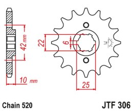 JT ZĘBATKA PRZEDNIA 281 14 HONDA NX 650 DOMINATOR '88 (GRUBOŚĆ 10MM) (28114JT) (ŁAŃC. 520) (-1)