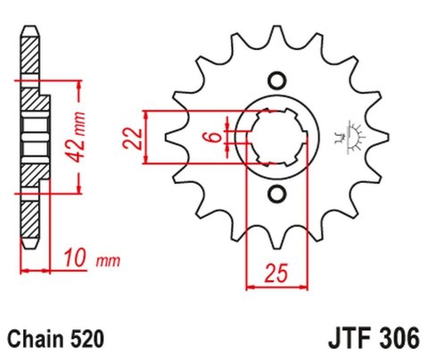JT ZĘBATKA PRZEDNIA 281 14 HONDA NX 650 DOMINATOR '88 (GRUBOŚĆ 10MM) (28114JT) (ŁAŃC. 520) (-1)