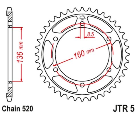 JT ZĘBATKA TYLNA 3552 44 BMW F 650, APRILIA PEGASO 650 '07-'09 (355244JT) (ŁAŃC. 520)