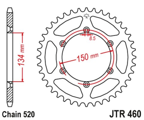 JT ZĘBATKA TYLNA 489 47 KAWASAKI KX/KXF `84-24 (48947JT) (ŁAŃC. 520)