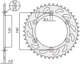 SUNSTAR ZĘBATKA TYLNA 808 41 SUZUKI DR 350SE, DRZ 400SM, RM, RMZ (JTR808.41) (ŁAŃC. 520) (80841JT)