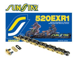 SUNSTAR ŁAŃCUCH NAPĘDOWY 520EXR1-116G ENDURO DO 450 CCM (DG RING) KOLOR ZŁOTY (520VT2) OTWARTY + ZAPINKA (520EXR1116G) - MADE IN