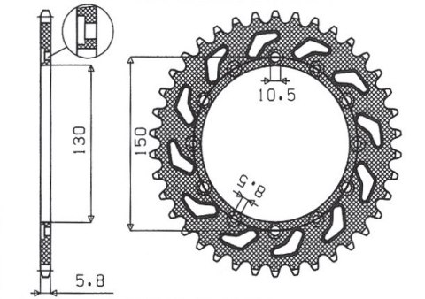 SUNSTAR ZĘBATKA TYLNA 236 46 / 245 46 HONDA NX 650 95-01, YAMAHA XJ 6 09-15, YAMAHA WR 250R '08-'10 (JTR245/2.46) (JTR245/3.46) 