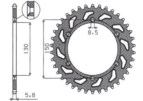 SUNSTAR ZĘBATKA TYLNA 270 48 YAMAHA YZ/YZF/WRF '99-'24 (JTR251.48) (ŁAŃC. 520) (27048JT)