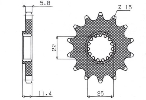 SUNSTAR ZĘBATKA PRZEDNIA 1252 15 KTM LC4 400/600/620/640/690 (JTF1902.15) (ŁAŃC. 520) (125215JT)