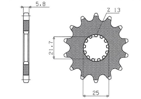SUNSTAR ZĘBATKA PRZEDNIA 565 13 / 2141 13 KAWASAKI KXF 450 '06-, YAMAHA YZF/WRF 400/426/450 (JTF565.13) (ŁAŃC. 520) (56513JT)YFZ