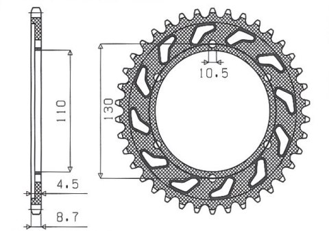 SUNSTAR ZĘBATKA TYLNA 241 44 YAMAHA FZS 1000 FAZER (JTR479.44) (ŁAŃC. 530) (24144JT)