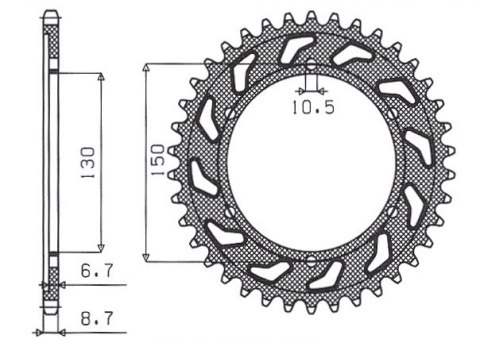 SUNSTAR ZĘBATKA TYLNA 860 38 YAMAHA XJR 1200/1300 95-01 (JTR859.38) (ŁAŃC. 530) (86038JT)