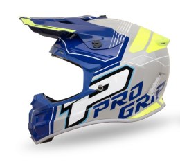 PROGRIP KASK CROSS PG3080 ADVENTURE KOLOR NIEBIESKI SZARY ŻÓŁTY FLUO ROZM. L (3080-401) ( HOMOLOGACJA ECE 22R06, ZAPIĘCIE DD )
