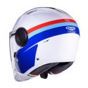 CABERG KASK OTWARTY JET Z BLENDĄ MODEL SOHO ZEPHYR KOLOR BIAŁY/NIEBIESKI/CZERWONY ROZMIAR M