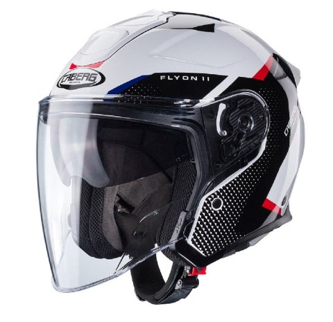 CABERG KASK OTWARTY JET OTWARTY FLYON II BOSS KOLOR BIAŁY/CZARNY/CZERWONY/NIEBIESKI ROZMIAR M